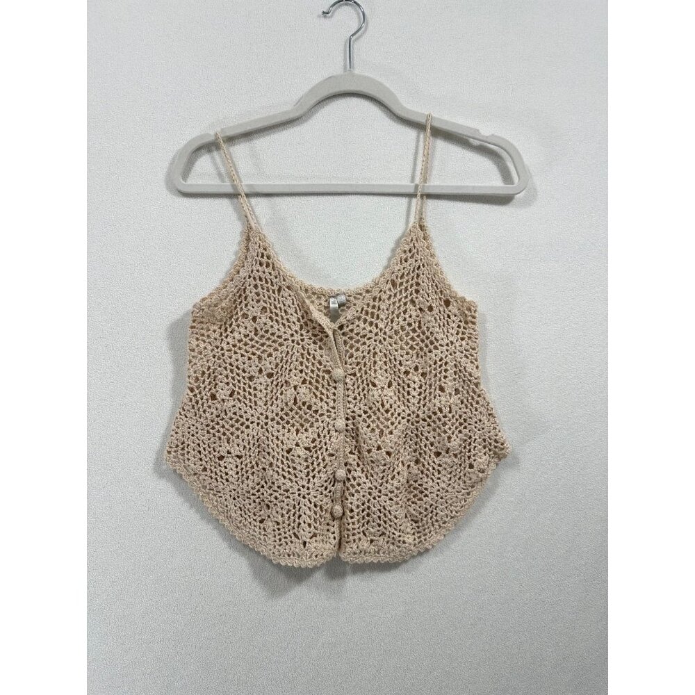 Mono B Crochet Tan Tank Top S